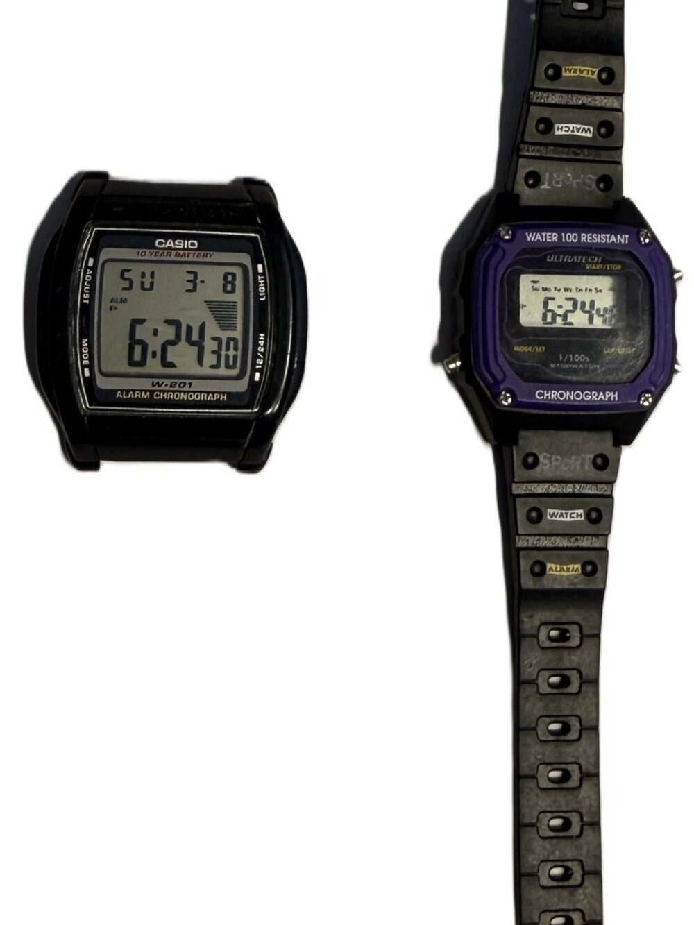 Lot of 2 Casio 2879 W-201 Watch Mens 36mm Digital Illuminator 50M & 1 Ultratech